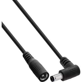 InLine® DC Extension Cable, Right-Angle Plug, 5.5 x 2.5 mm, Black, 5 m