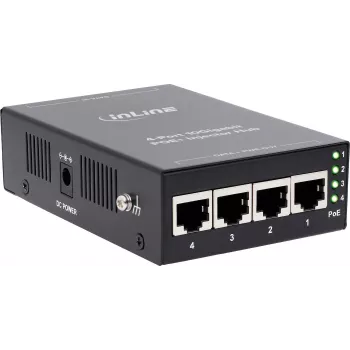 InLine 32304H 4-Port PoE+ 10Gigabit Injector Hub, Metal, Fanless, 120W Budget
