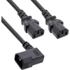 InLine® Mains Y-Cable, Cold Appliances, 1x IEC-C14 Angled to 2x IEC-C13, 1.8m