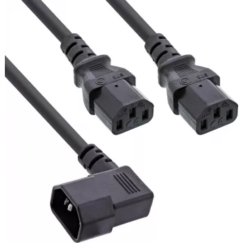 InLine® Mains Y-Cable, Cold Appliances, 1x IEC-C14 Angled to 2x IEC-C13, 1.8m