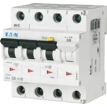 Eaton FRBM4-C32/3N/003-A RCBO, 4-pole (3P+N), 32 A, 30 mA, Type A, C-curve, 6 kA
