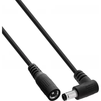 InLine® DC Extension Cable, Right-Angle Plug, 5.5 x 2.1 mm, Black, 5 m