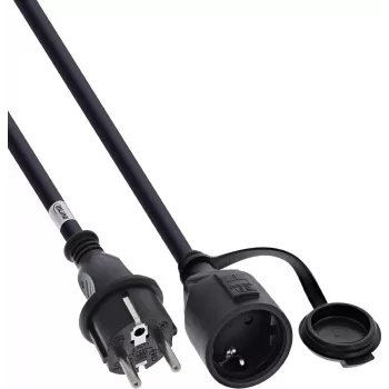 InLine® Earthing Contact Extension, Outdoor IP44, Touch Protection, 15m, Black