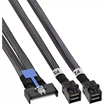 InLine® MCIO Cable, MCIO x8 to 2x MiniSAS-HD SFF-8643, 1 m