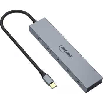 InLine USB-C Hub, 4x USB-C + Power Delivery 100 W, USB 3.2 Gen 2, Grey