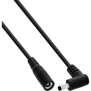 InLine® DC Extension Cable, Right-Angle Plug, 4.0 x 1.7 mm, Black, 2 m