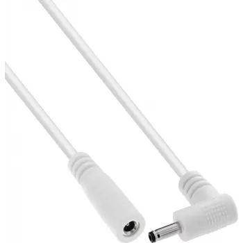 InLine® DC Extension Cable, Right-Angle Plug, 3.5 x 1.35 mm, White, 5 m