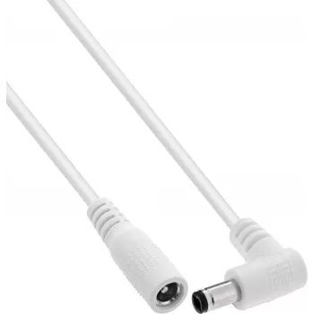 InLine® DC Extension Cable, Right-Angle Plug, 5.5 x 2.5 mm, White, 5 m