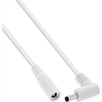 InLine® DC Extension Cable, Right-Angle Plug, 4.0 x 1.7 mm, White, 2 m