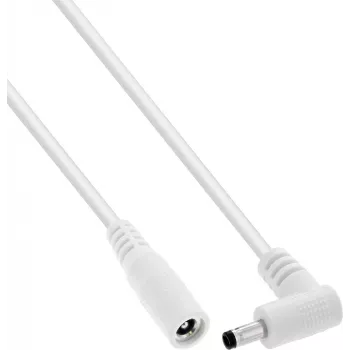InLine® DC Extension Cable, Right-Angle Plug, 4.0 x 1.7 mm, White, 5 m