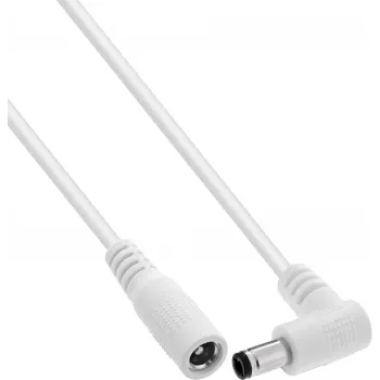 InLine® DC Extension Cable, Right-Angle Plug, 5.5 x 2.1 mm, White, 5 m