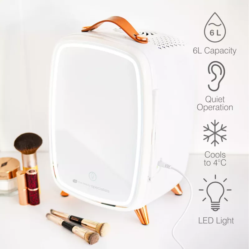 Rio FRBM-EU/1,0 6L Beauty Skincare Fridge with LED Mirror White