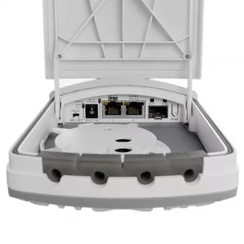 MikroTik FTC21-UPS Fiber-to-Copper Media Converter with Integrated UPS, 1x Gigabit Ethernet, 1x SFP, Passive PoE, Battery Backup, Wall Mountable