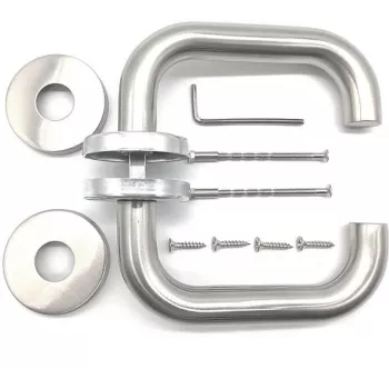 PSG Roma Stainless Steel Lever Handle on Round Rose, Brushed Finish