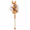 LEAN TOYS Hobby Horse Stick Horse Head with Galloping and Neighing Sounds, Beige, 100 cm