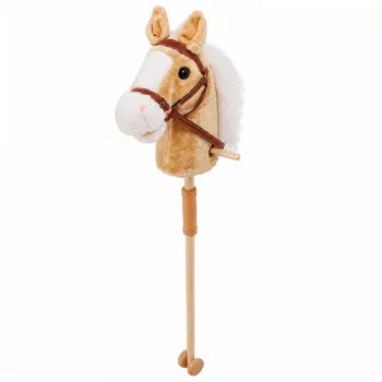 LEAN TOYS Hobby Horse Stick Horse Head with Galloping and Neighing Sounds, Beige, 100 cm