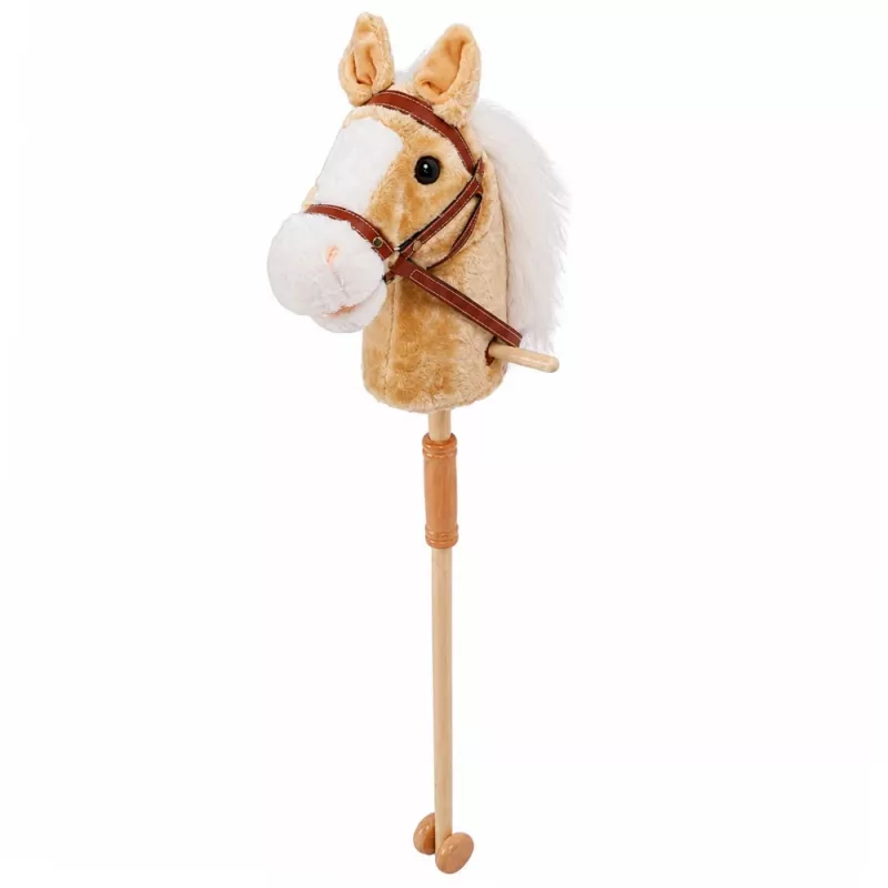 LEAN TOYS Hobby Horse Stick Horse Head with Galloping and Neighing Sounds, Beige, 100 cm