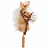 LEAN TOYS Hobby Horse Stick Horse Head with Galloping and Neighing Sounds, Beige, 100 cm