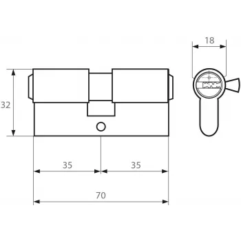 PSG 63.63535.MM Solid Brass Double Cylinder Lock 35/35 Polished Brass
