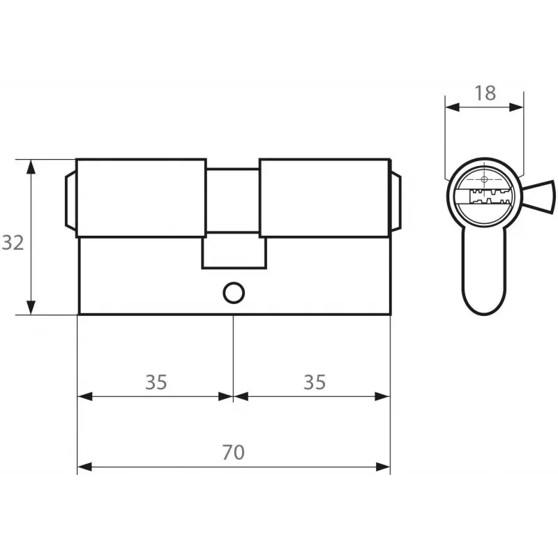 PSG 63.63535.MM Solid Brass Double Cylinder Lock 35/35 Polished Brass