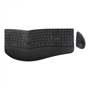 Perixx PERIDUO-614 DE Wireless Ergonomic Keyboard and Mouse Set, Split Keyboard, Vertical Mouse, 2.4 GHz, Black (German Layout)