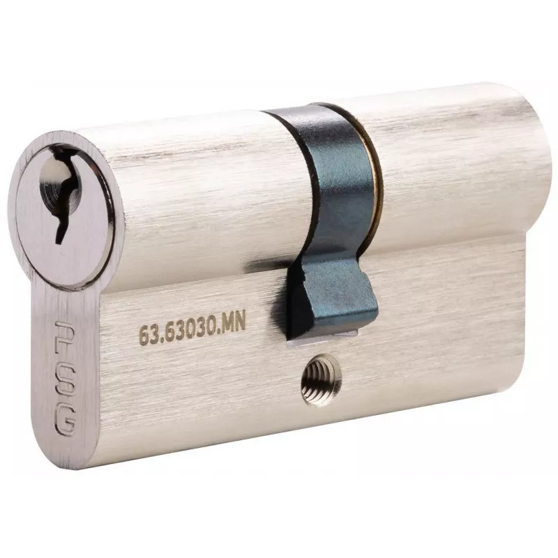 PSG 63.63030.MN Euro Profile Double Cylinder Lock, Solid Brass, Satin Nickel, 30/30 mm, 3 Keys