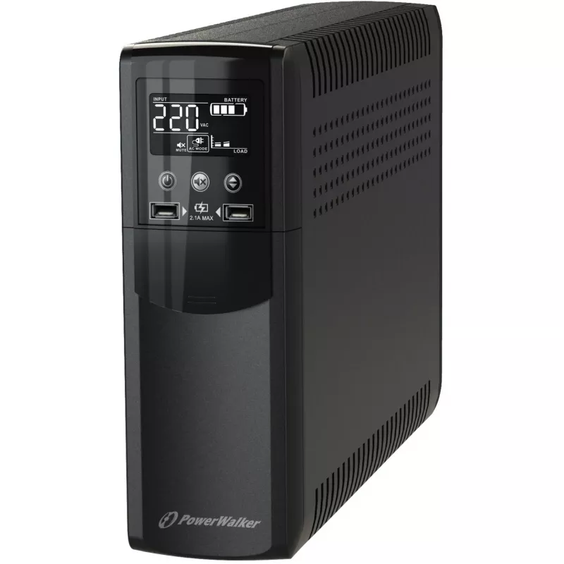 PowerWalker VI 800 CSW Line-Interactive UPS - 800VA/480W, 2 Schuko Outlets, AVR, USB