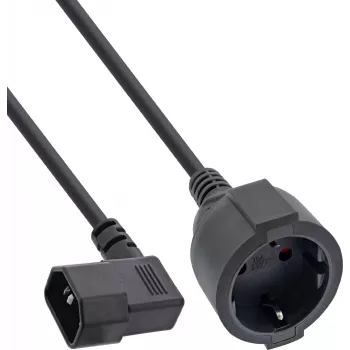 InLine® Mains Adapter Cable IEC C14 to Schuko Socket, 2m, Black