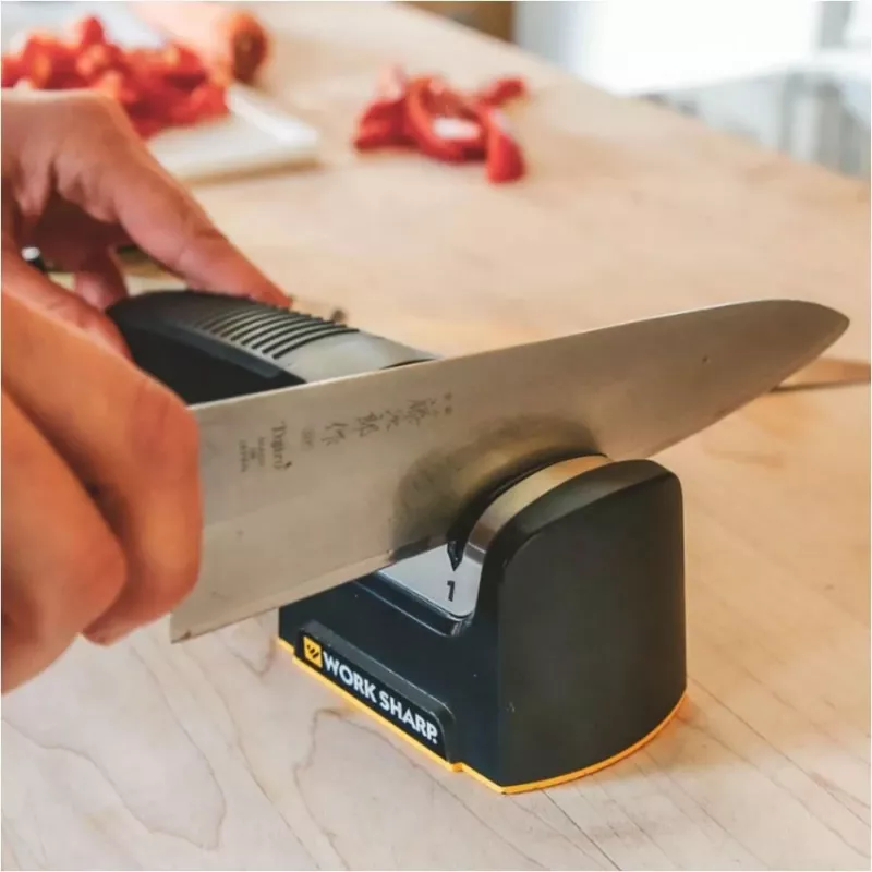Work Sharp Kitchen Pull-Through Knife Sharpener 2-Stage Tungsten Carbide & Ceramic Black/Silver