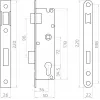PSG 63.211 L/P Mortise Lock with Latch and Deadbolt, Reversible, 220 x 22 mm Faceplate, 72 mm PZ, 50 mm Backset, Zinc-Plated Steel