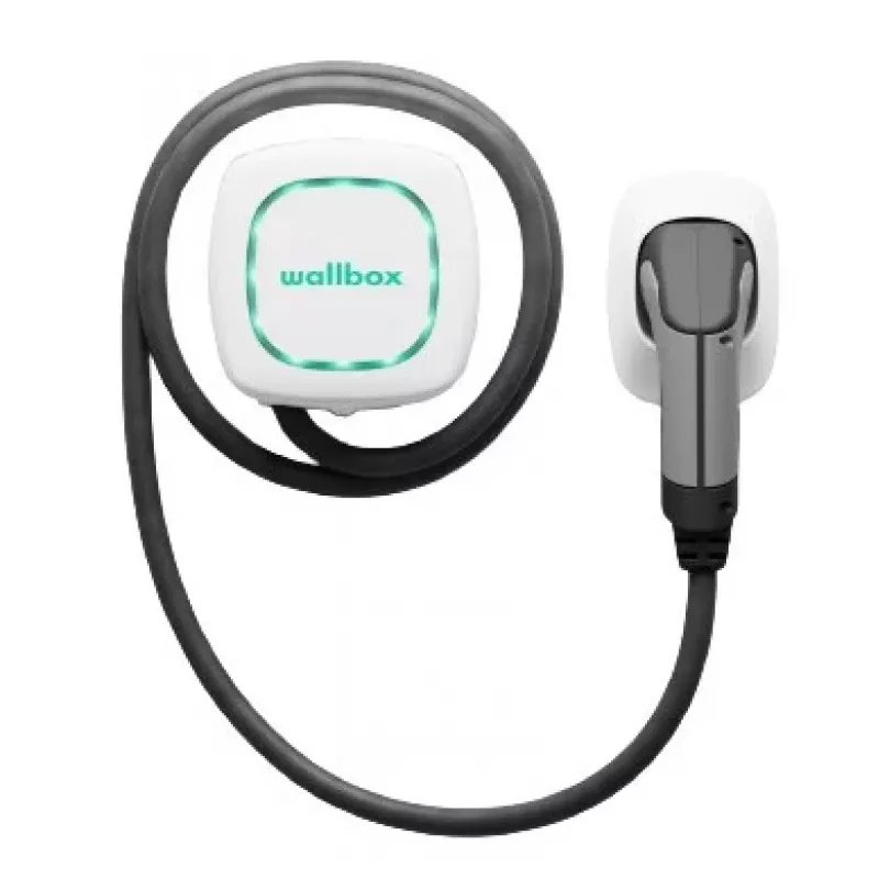 Wallbox Pulsar Plus 7.4 kW Type 2 Electric Vehicle Charging Station, White with 5m Black Cable