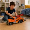 LEAN TOYS Truck with Crane Roadside Assistance Hook Lights Sounds Orange 1:18