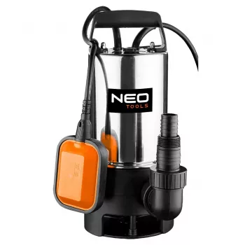 NEO TOOLS 04-736 Submersible Dirty Water Pump 1100W, 15000 L/h, 10 m Head, Stainless Steel, Float Switch