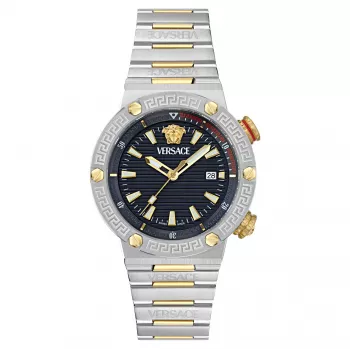 Versace V-Race Men's Swiss Quartz Watch VE8G00424 43mm Stainless Steel Black Dial