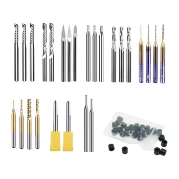 MAKERA Carvera Essential Extended Router Bit Set (52 pieces) – Solid Tungsten Carbide CNC Bits, 1/8 inch & 1/4 inch Shanks, Assorted Types for Wood, Plastic, Aluminum, PCB