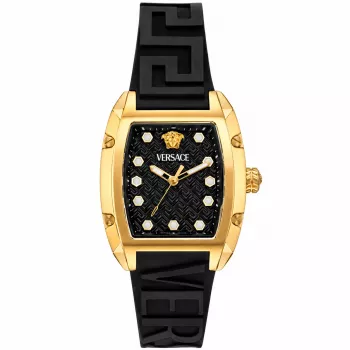 Versace V-Chrono Women's Swiss Quartz Chronograph Watch 45mm Black Dial Leather Strap VE8K00624