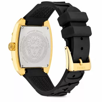 Versace V-Chrono Women's Swiss Quartz Chronograph Watch 45mm Black Dial Leather Strap VE8K00624