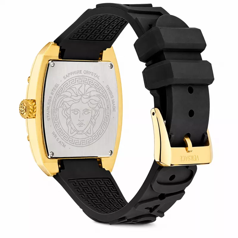 Versace V-Chrono Women's Swiss Quartz Chronograph Watch 45mm Black Dial Leather Strap VE8K00624