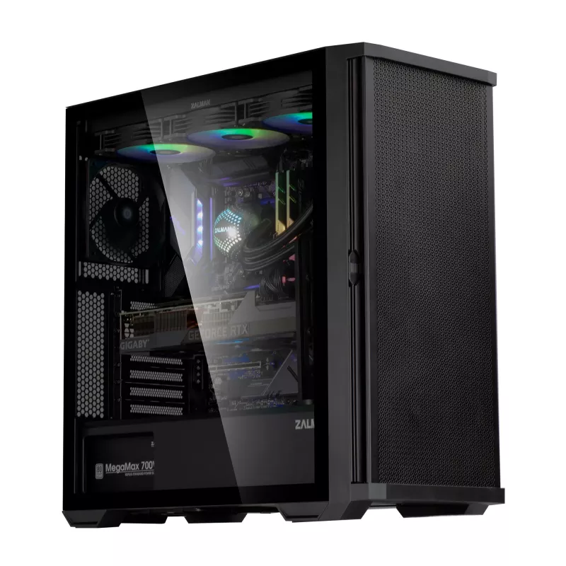 Zalman Z10 ATX Mid Tower Case, Black, Tempered Glass, 4x ARGB Fans