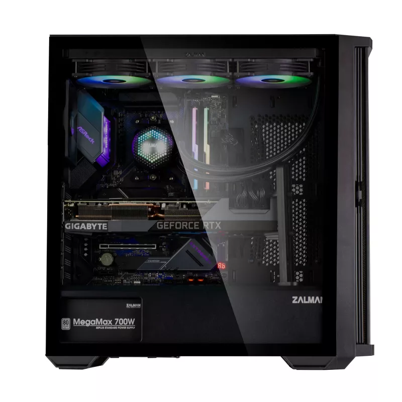 Zalman Z10 ATX Mid Tower Case, Black, Tempered Glass, 4x ARGB Fans