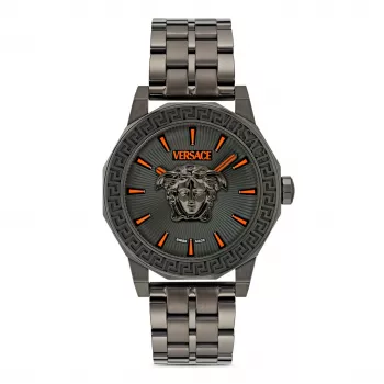Versace Men's V-Race GMT Alarm Watch VE9I00524 43mm Stainless Steel Black Dial