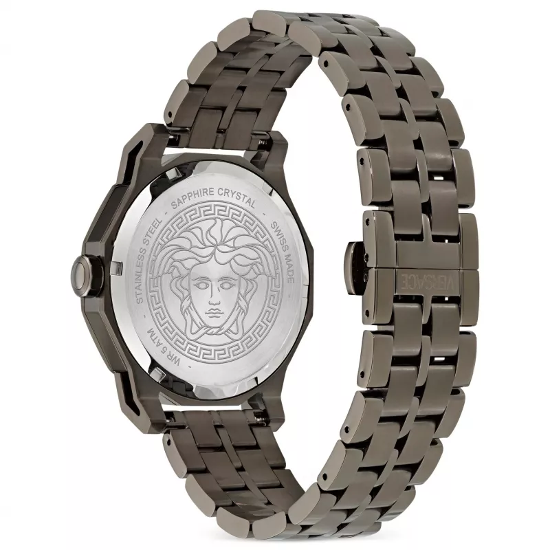 Versace Men's V-Race GMT Alarm Watch VE9I00524 43mm Stainless Steel Black Dial