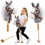 LEAN TOYS Hobby Horse Horse on a Stick Horse Head Galloping Neighing Sounds Gray 100 cm