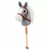 LEAN TOYS Hobby Horse Horse on a Stick Horse Head Galloping Neighing Sounds Gray 100 cm