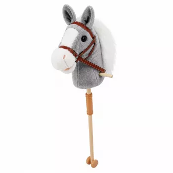 LEAN TOYS Hobby Horse Horse on a Stick Horse Head Galloping Neighing Sounds Gray 100 cm