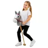 LEAN TOYS Hobby Horse Horse on a Stick Horse Head Galloping Neighing Sounds Gray 100 cm