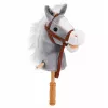 LEAN TOYS Hobby Horse Horse on a Stick Horse Head Galloping Neighing Sounds Gray 100 cm