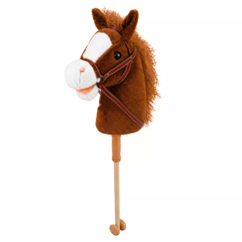 LEAN TOYS Hobby Horse Stick Horse Head with Galloping and Neighing Sounds, Brown, 100 cm