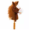 LEAN TOYS Hobby Horse Stick Horse Head with Galloping and Neighing Sounds, Brown, 100 cm