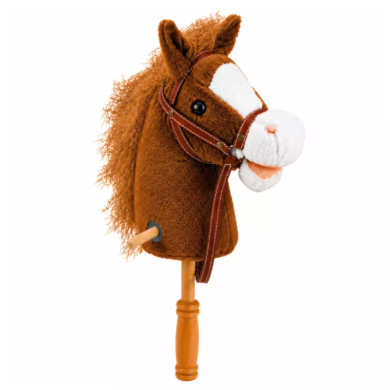 LEAN TOYS Hobby Horse Stick Horse Head with Galloping and Neighing Sounds, Brown, 100 cm